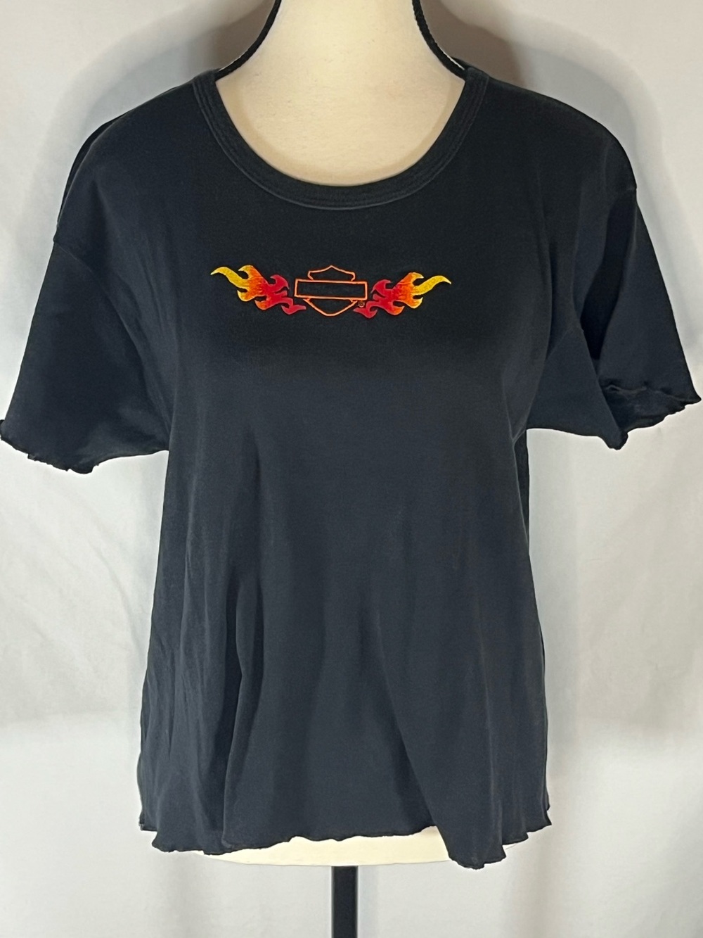 Harley-Davidson Mid-Continent Wichita KS Black Flame Women’s Graphic T-Shirt XL